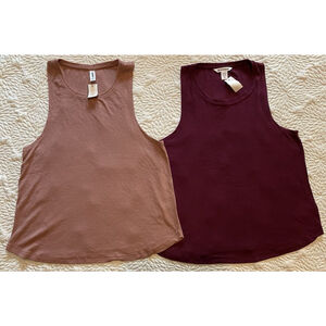 ATHLETA🥇 Well Rested Rib Sleep Tank Top BUNDLE Pink & Maroon Size M
